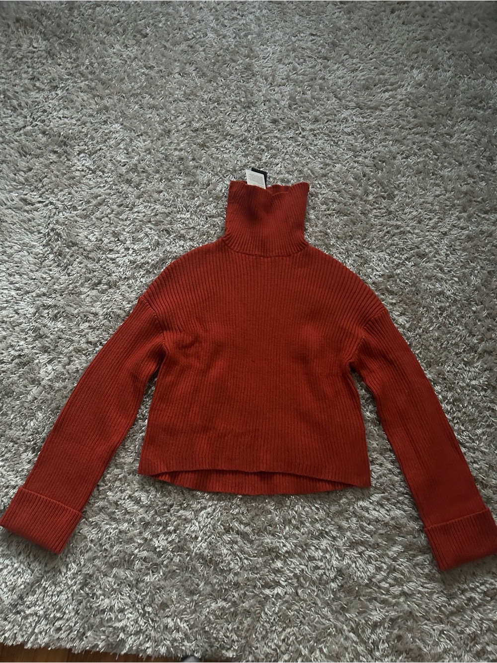 Women's Ribbed Turtleneck Sweater in Rust - Picture 2 of 5